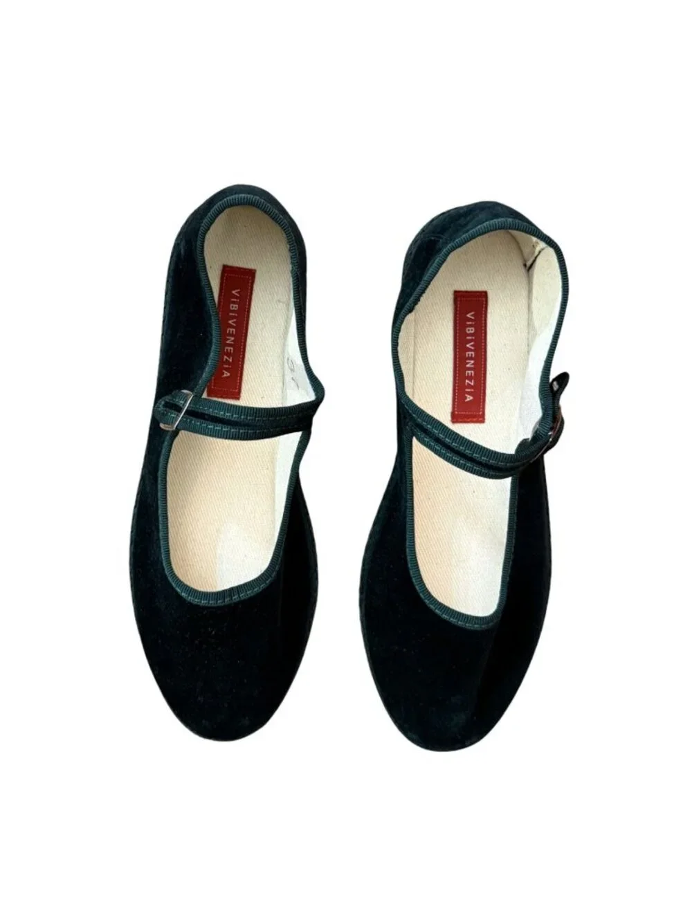 Vibivenezia Mary Jane Laguna Green Velvet Shoes NWOB $165 Sz 37